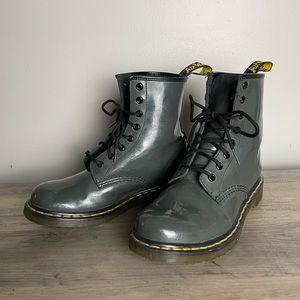 Dr. Martens Gray Patent Boots